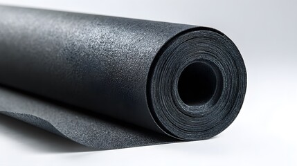 A rolled sheet of black sandpaper shows industrial abrasives and material texture