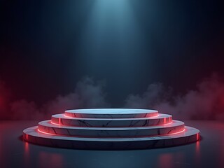 Red carpet stage with spotlight and stylish game-themed background