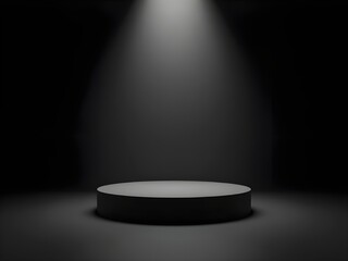 Empty stage illuminated by spotlight with dark background and bright lighting