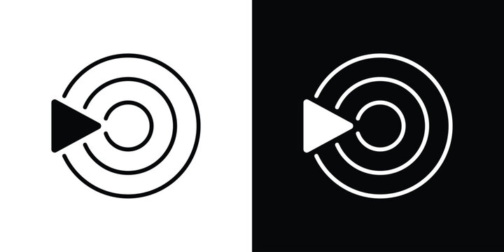 Livestream icon collection - vector outline and silhouette