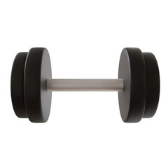 Black Dumbbell Render on White Background