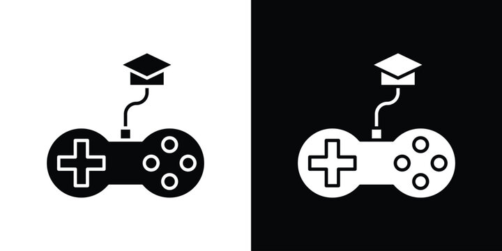 Game based learning icon collection - vector outline and silhouette