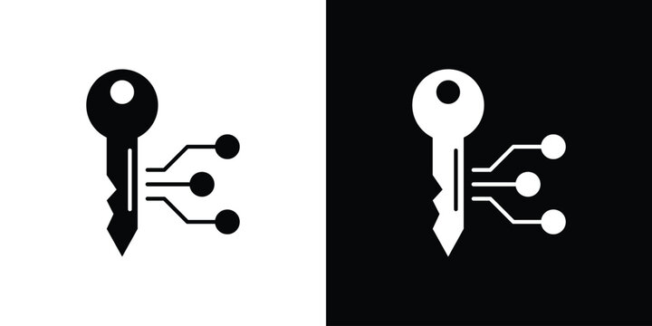 Digital key icon collection - vector outline and silhouette