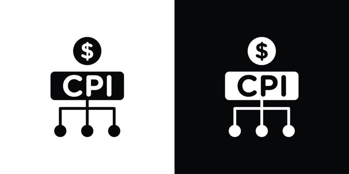 Consumer prices index icon collection - vector outline and silhouette