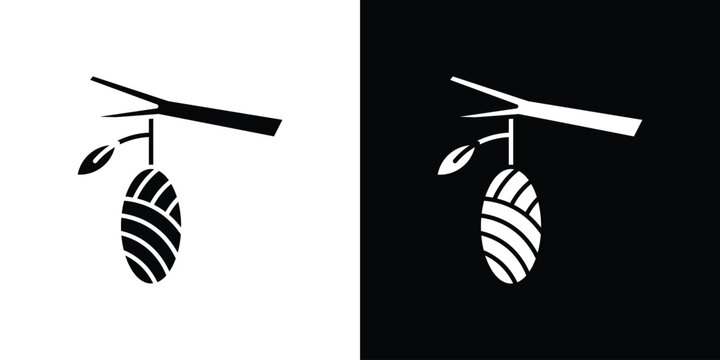 Cocoon icon collection - vector outline and silhouette