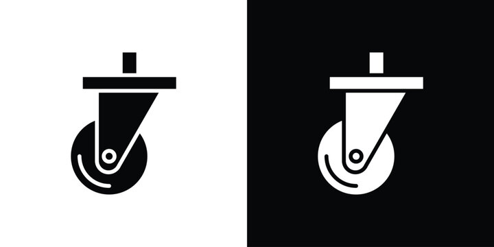 Cart trolley wheel icon collection - vector outline and silhouette