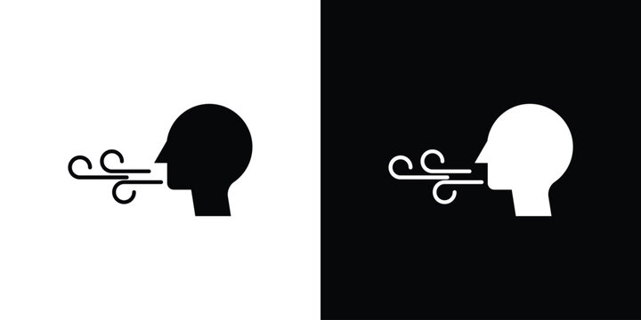 Breath icon collection - vector outline and silhouette