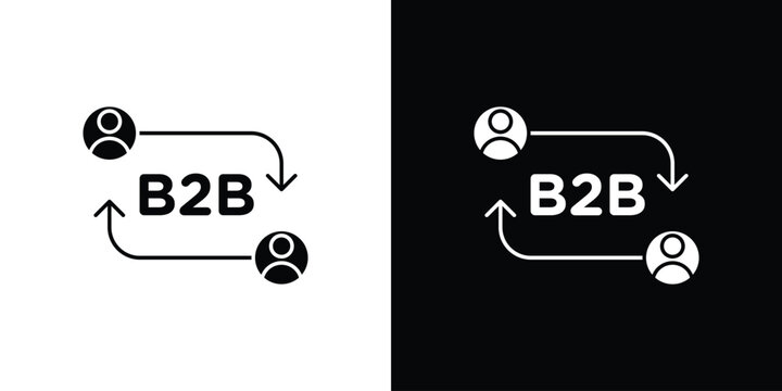 B2B icon collection - vector outline and silhouette