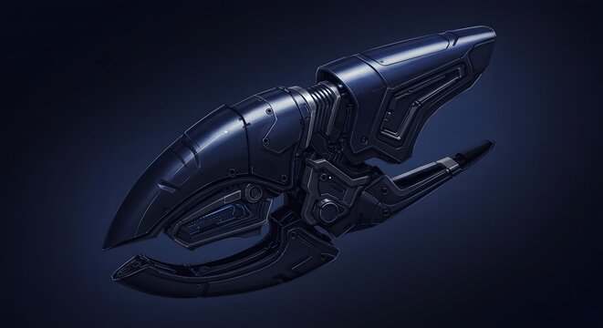 Futuristic Alien Spaceship Design with Intricate Metallic Surface and Glowing Details