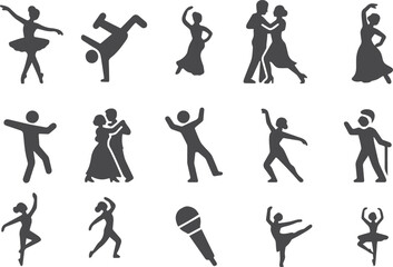 Naklejka premium Dancers performing various styles ballet ballroom