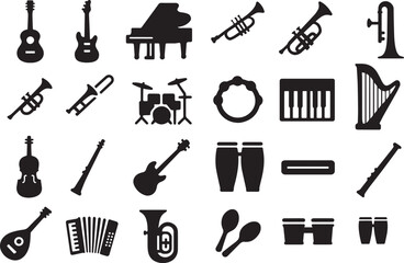 Obraz premium Musical instruments collection guitar piano