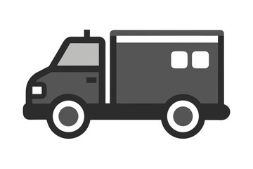 Simple Gray Delivery Truck Icon with Black Outline and White Background