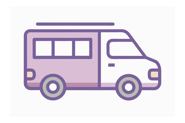 Cute Camper Van Illustration in Purple and White for Travel and Adventure Designs