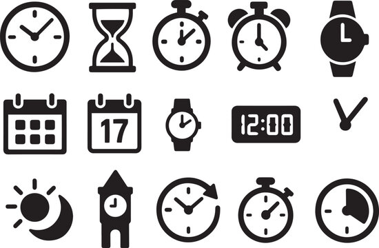 Timekeeping devices and symbols clock hourglass