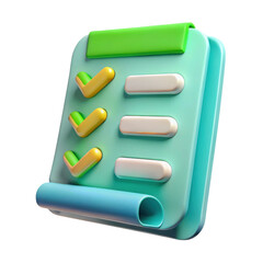 3d checklist icon isolated on transparent background