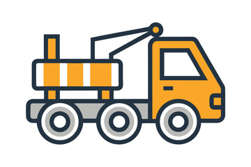 Cartoon Tow Truck Illustration with Yellow and Gray Color Scheme on a White Background