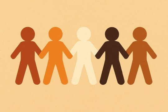 An Illustration of Paper Dolls Representing Racial Unity