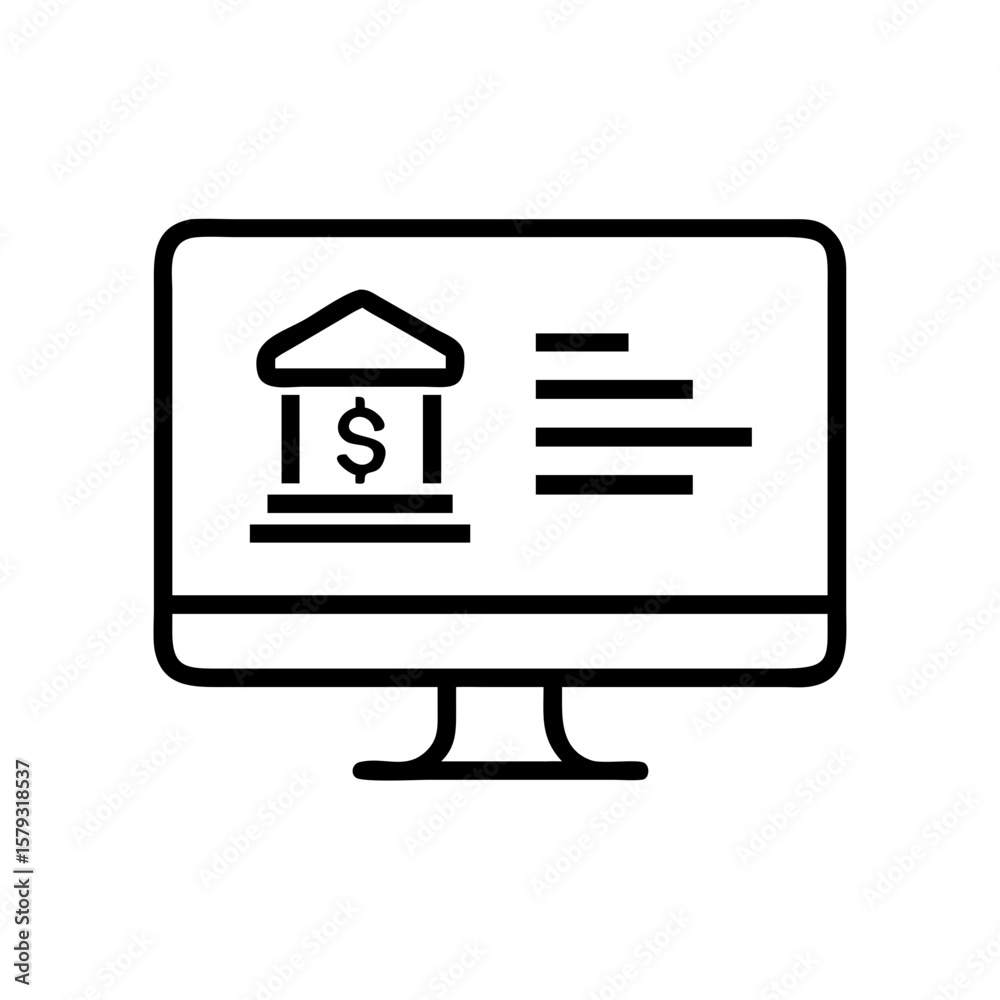 Poster computer screen with banking interface displays financial transactions. banking interface elements i