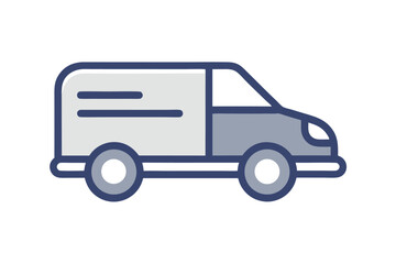 Delivery Van Icon Illustration for Logistics Transportation and Shipping Services with Dark Blue Outline