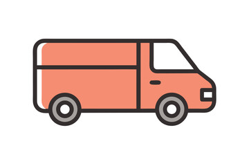 Simple Orange Delivery Van Icon Illustration for Transportation or Logistics Designs