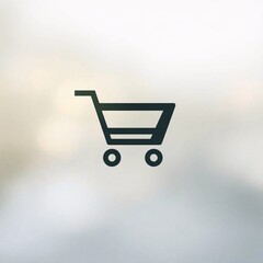 Geometric logo a cart symbol in clean lines and geometric shapes, balanced and symmetrical, with a soft-focus, hazy background