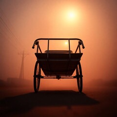  Low angle perspective, high-resolution stock photo, soft cinematic haze, soft focus, hazy background, commercial quality, dramatic lighting, a cart viewed from below