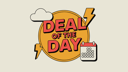 Daily deal advertising design with striking retro style elements and eye-catching visual marketing