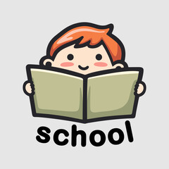 A boy holds an open notebook