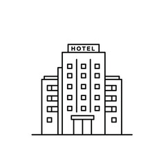 Obraz premium Hotel building with windows in a minimalist line art style 