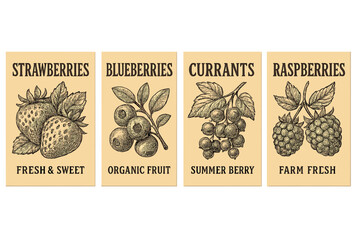 Strawberries, blueberries, currants, raspberries