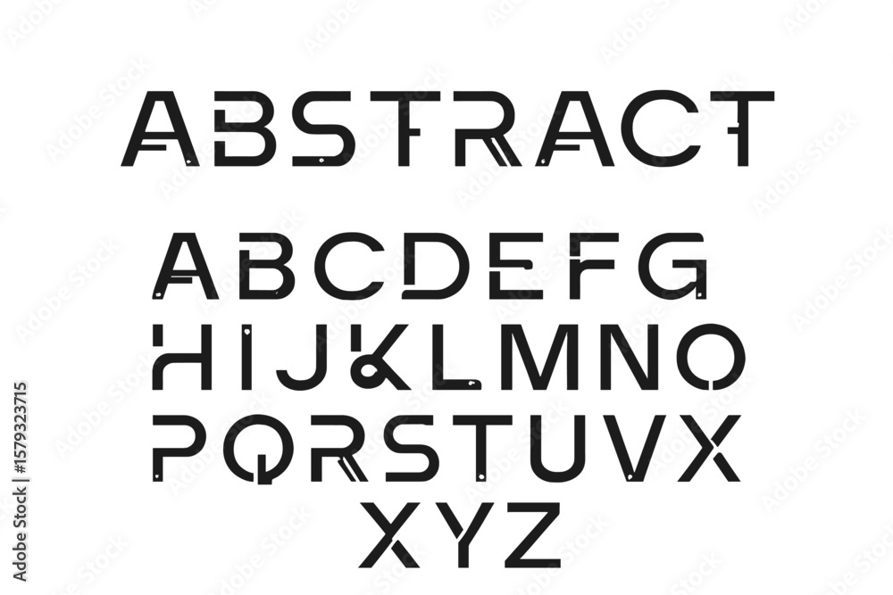 Fototapete basic, a futuristic abstract font of technology, represented in digital space through vector illustr