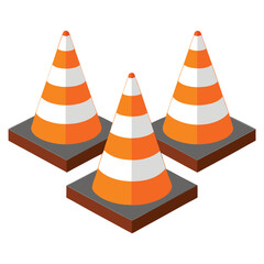 A vector set of road divider cones in triangular form, designed for traffic control and safety.