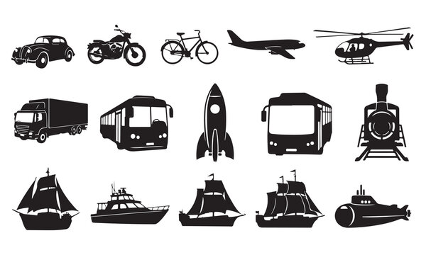 Transportation Silhouette Collection Cars Bikes Planes and More