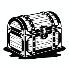 Vintage wooden treasure chest with metal accents and a lock