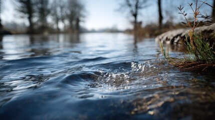 Ripples on the water's surface, reflecting light.