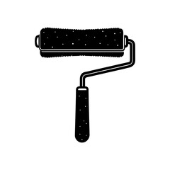 Paint roller and brush silhouette.