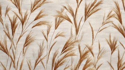 Elegant wheat plants gracefully adorn a serene neutral backdrop, creating a soothing and natural design.