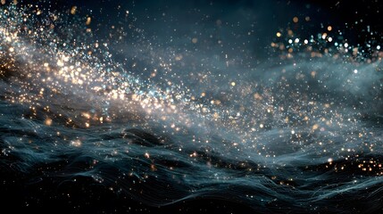 Abstract digital art displaying a galaxy of sparkling lights and swirling energy