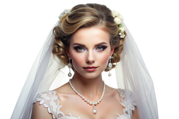 Beautiful, trending and realistic Bride with white background