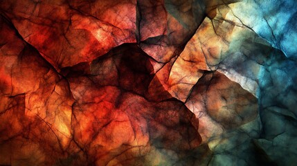 Dramatic texture with fiery red and cool blue tones creates an eye catching pattern
