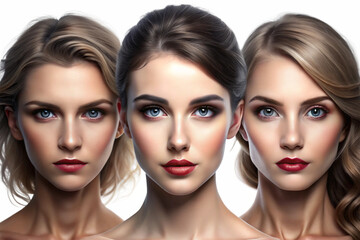 Beautiful, trending and realistic Faces with white background
