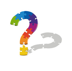 question Colorful Jigsaw Puzzle Pieces on White Background
