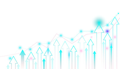 Business trade analytics line arrow graphs and financial chart investment. illustration stock market growth arrow graph on transparent financial background.