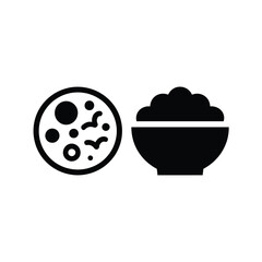 Abstract black and white icons representing food and abstract shapes