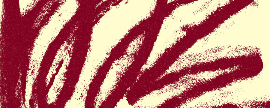 Fototapeta Grunge ink splatter spiral brush strokes with grain texture. Sand grain effect. Contemporary grunge background. Trendy graffiti wallpaper with red curly lines on light yellow bg. Funky banner.