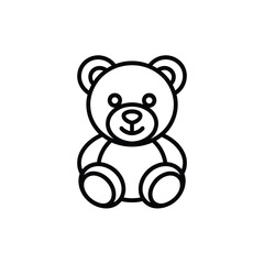 Simple outline drawing of a cute teddy bear sitting on a white background