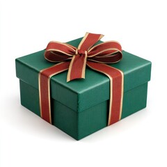 Obraz premium 3D render of wrapped gift box with ribbon, isolated on white, soft shadow
