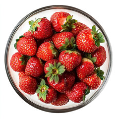 Fresh Strawberries in Glass Bowl
