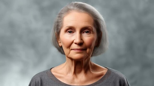 Timelapse of growing up from a middle aged woman to an old woman, concept rapid aging after menopause