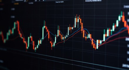 Online Market Candlestick Chart Analysis - Financial market data, cryptocurrency trading, exchange price, candlestick pattern, investment analysis